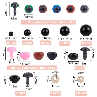 Plastic Doll Eyes & Nose Sets FIND-WH0420-144A-1