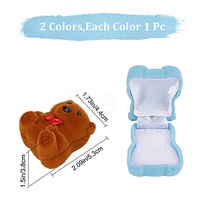Gorgecraft 2Pcs 2 Colors Bear-Shaped Plastic Flocking Boxes CON-GF0001-09-1