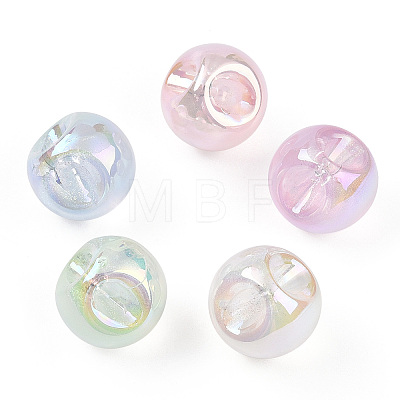 UV Plating Rainbow Iridescent Acrylic Beads OACR-P015-04B-1