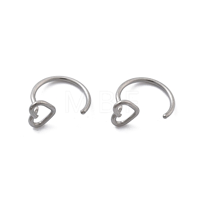 304 Stainless Steel Heart Hoop Nose Rings AJEW-A062-06P-1