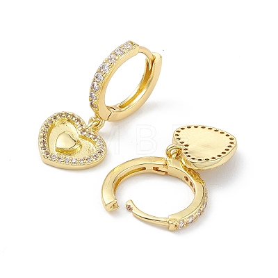 Heart Rack Plating Brass Cubic Zirconia Hoop Earrings EJEW-K245-17B-1