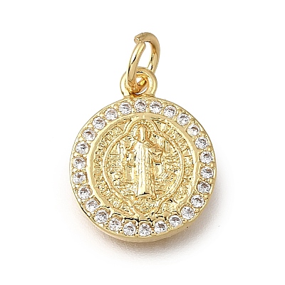 Brass Clear Cubic Zirconia Charms KK-G602-10G-1