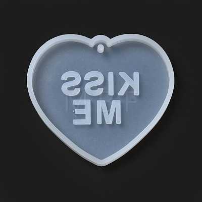 Silicone Heart with Hollow Word KISS ME Pendant Molds DIY-C061-05B-1