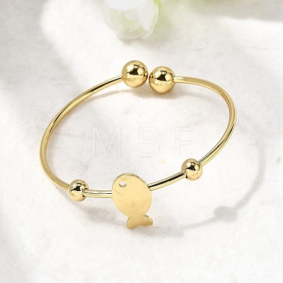 201 Stainless Steel Cuff Bangles BJEW-Z151-02G-02-1