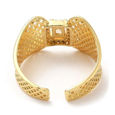 Rack Plating Brass Hollow Wide Band Cuff Rings RJEW-D008-15G-1