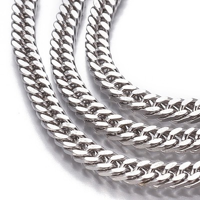 Non-Tarnish 3.28 Feet 201 Stainless Steel Cuban Link Chains X-CHS-P007-23P-1