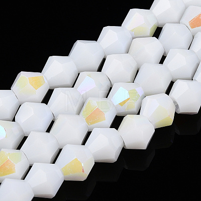 Opaque Solid Color Electroplate Glass Beads Strands EGLA-A039-P6mm-L15-1