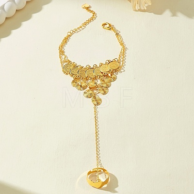 Vintage Brass Gold Coin Link Ring Bracelets for Women OX7781-1