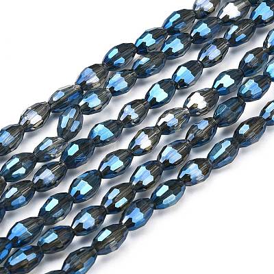 Electroplate Glass Beads Strands X-EGLA-J013-4X6mm-F34-1