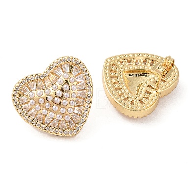 Rack Plating Brass Micro Pave Clear Cubic Zirconia Stud Earring for Women EJEW-G394-37G-1