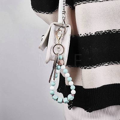 Silicone Round Beaded Keychain Wristlet KEYC-SW00006-02-1