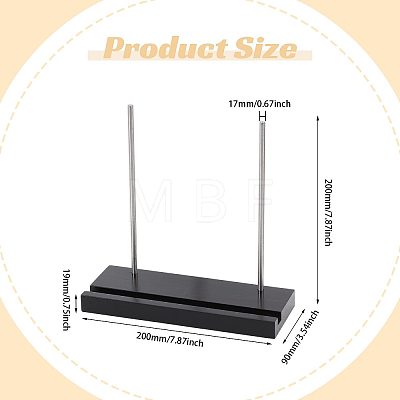 Wood Vinyl Record Slotted Display Stands with Stainless Steel Support ODIS-WH0043-344B-1