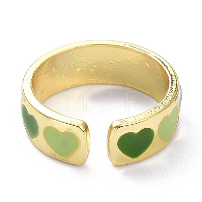 Heart Pattern Alloy Enamel Cuff Rings RJEW-Z008-16LG-E-1