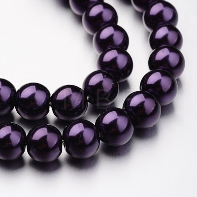 Eco-Friendly Dyed Glass Pearl Round Bead Strands X-HY-A008-8mm-RB099-1