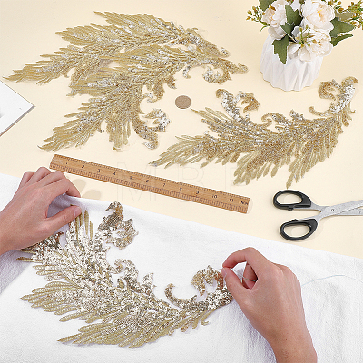 Gold and Silver Thread Silk Embroidered Sequins DIY-WH0816-144A-1