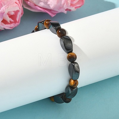 Round Natural Tiger Eye Stretch Bracelets X-BJEW-G072-14-1