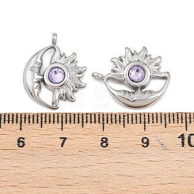 304 Stainless Steel Rhinestone Pendants STAS-Z166-24P-06-1