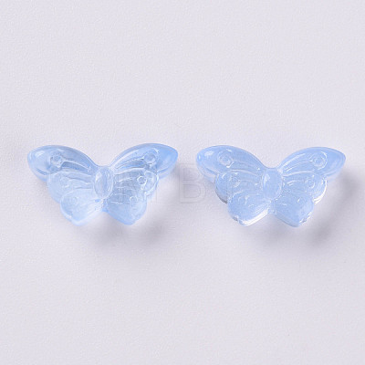 Transparent Spray Painted Glass Beads GLAA-S190-018F-02-1