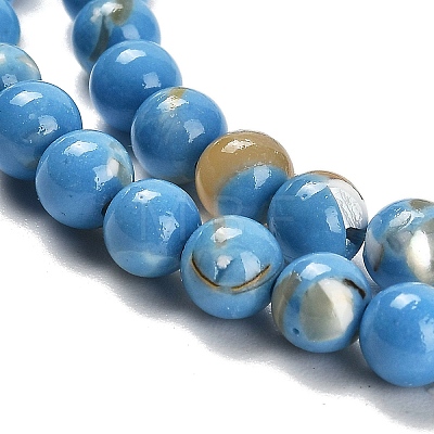 Assembled Synthetic Stone and Trochus Shell Beads Strands G-B128-08A-08-1