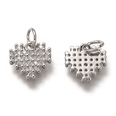 Brass Micro Pave Clear Cubic Zirconia Charms ZIRC-B002-61-1