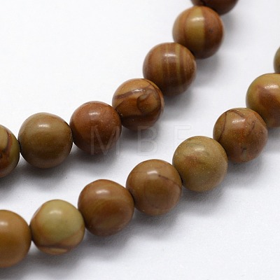 Natural Wood Lace Stone Beads Strands G-I199-17-12mm-1