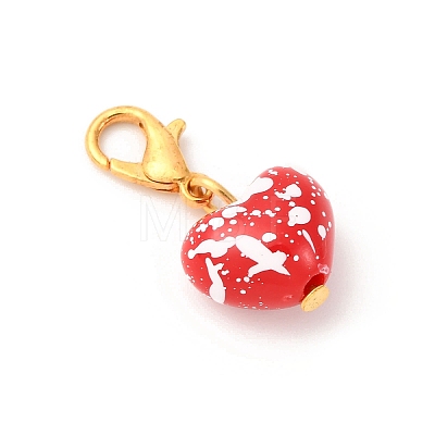 Spray Painted Opaque Acrylic Heart Pendant Decorations HJEW-JM04215-01-1