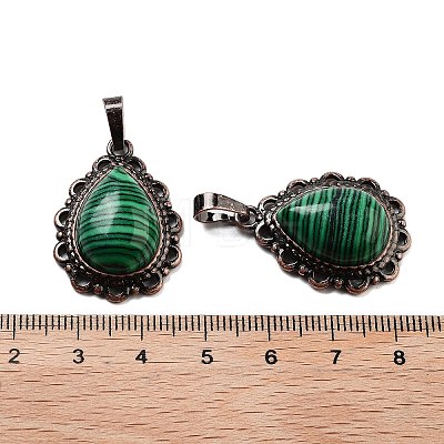 Synthetic Malachite Teardrop Pendants G-K363-01R-23-1