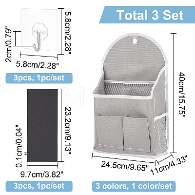 WADORN 3 Sets 3 Style Linen Bedside Caddy for Student Dorm AJEW-WR0001-84-1