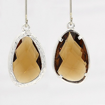 Silver Color Plated Brass Glass Pendants GLAA-J045-02S-1