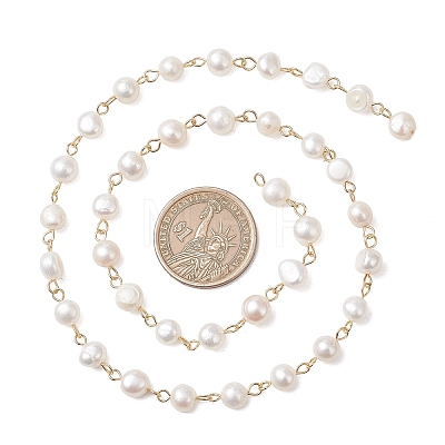 Natural Cultured Freshwater Pearl Link Chains AJEW-JB01585-02-1