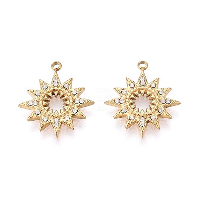 304 Stainless Steel Micro Pave Cubic Zirconia Pendants STAS-N115-55G-1