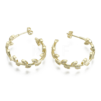 Brass Micro Pave Clear Cubic Zirconia Stud Earrings KK-R137-028-NF-1
