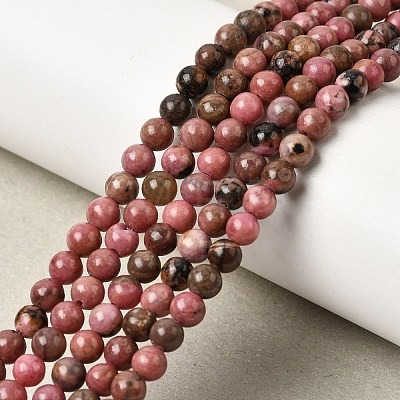 Natural Rhodonite Beads Strands G-G735-10-4mm-1
