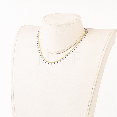 Brass Enamel Handmade Beaded Chain NecklaceS NJEW-JN03145-1