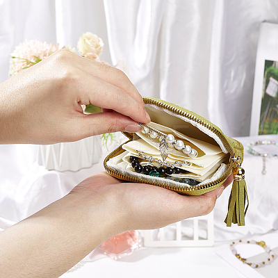 Velvet Jewelry Storage Zipper Bags with Tassel ABAG-PA0001-01A-1