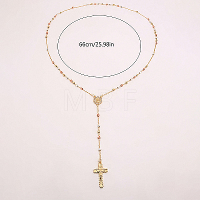Vintage 304 Stainless Steel Round Rosary Bead Necklaces VJ4936-2-1