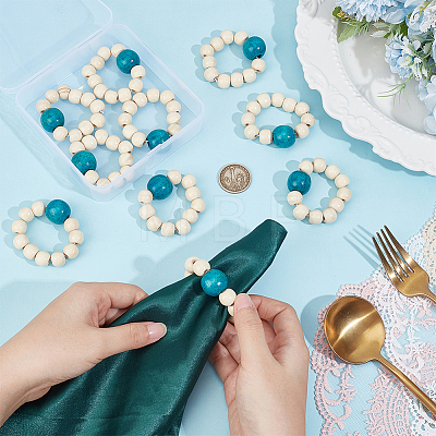10Pcs Round Wood Beaded Napkin Rings HJEW-PH02431-01-1