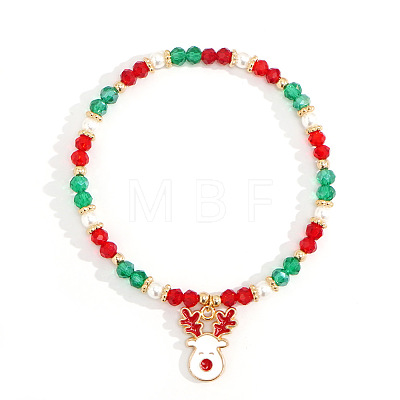Christmas 304 Stainless Steel Enamel Charm Bracelets UB9806-2-1