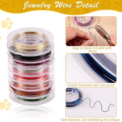 9 Rolls 9 Colors Round Copper Wire CWIR-SZ0001-07-1