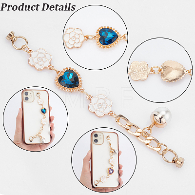 WADORN 5 Sets 5 Colors Retro Love Heart Jewelry Phone Case Chain Strap AJEW-WR0001-40-1