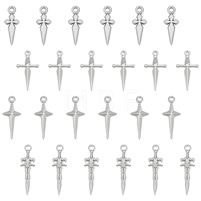 24Pcs 4 Styles 304 Stainless Steel Pendants STAS-UN0060-02-1