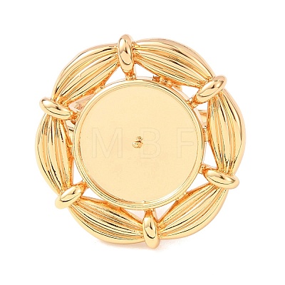 Flower Brass Cuff Ring Components KK-G551-04G-1