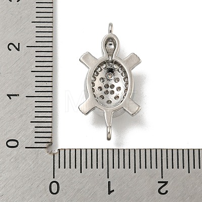 Brass Pave Clear Cubic Zirconia Sea Animal Connector Charms KK-N254-128P-1