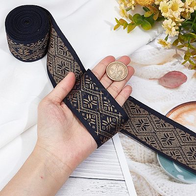 Gorgecraft Ethnic style Embroidery Polyester Ribbons OCOR-GF0002-24B-1