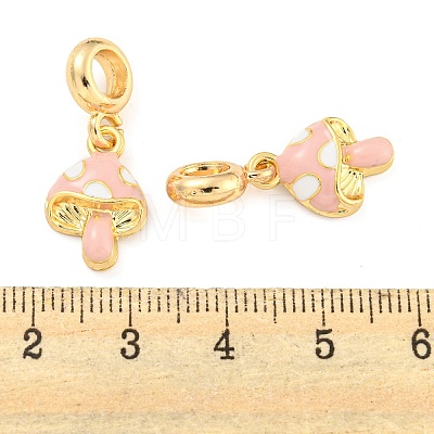 Rack Plating Alloy Enamel Mushroom European Dangle Charms FIND-B034-18G-03-1