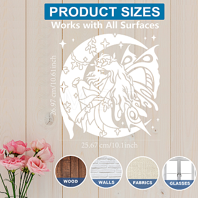 MAYJOYDIY US 1Pc Fairy PET Hollow Out Drawing Painting Stencils DIY-MA0005-02-1