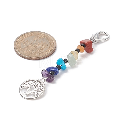 Gemstone & Glass Seed Bead Keychains HJEW-JM00985-1