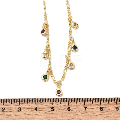 Brass Micro Pave Cubic Zirconia Teardrop Pendant Necklaces NJEW-B157-11G-1