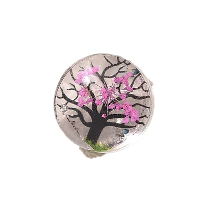 5Pcs Dried Flower Glass Pendants PW-WG2A25C-07-1