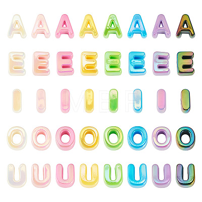 50Pcs 5 Styles UV Plating Opaque Acrylic Beads PACR-TA0001-31A-1